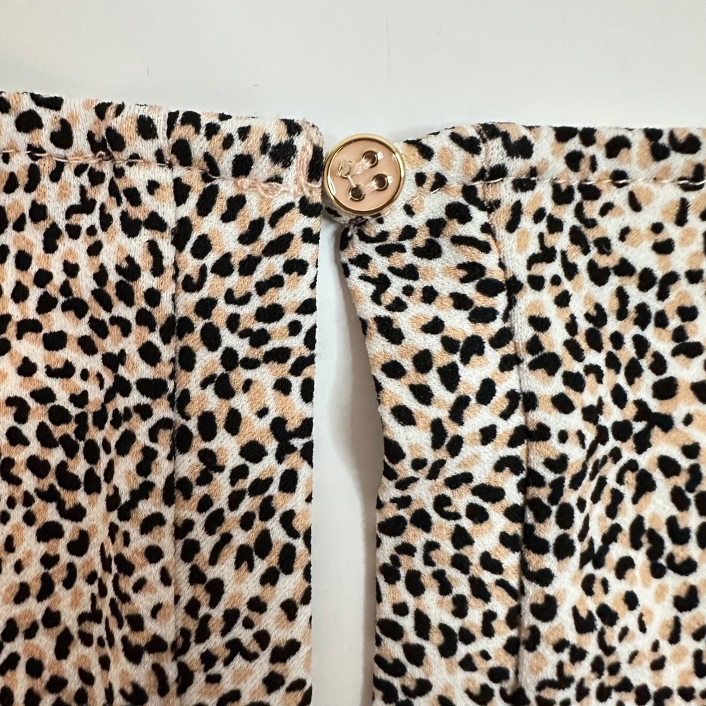 Adrianna Papell 3/4 Sleeves Blouse Womens Medium Tan Black Animal Print  Top - Picture 9 of 9